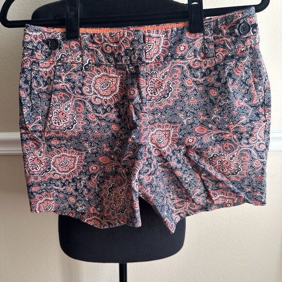 Ann Taylor Womens Short Size 0 Paisley Floral Pockets Chino Spring Summer - Picture 1 of 10